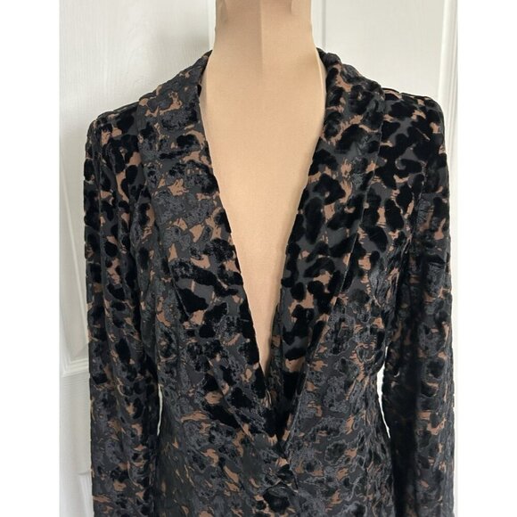 Guess $138 Women's Lisa Leopard Velour Evening Blazer Brown/Black Size 6 - Picture 2 of 9